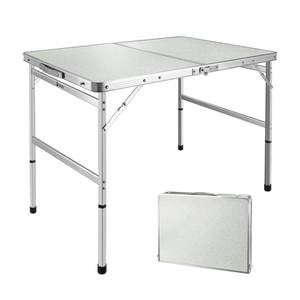 lot 14259 image: VILLEY Folding Camping Table, 3ft Small Portable Lightweight Outdoor Table with Aluminum Adjustable Legs for Travel Picnic Cooking Beach - CracksDings