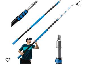 lot 14269 image: 6-24 ft Long Telescopic Extension Pole, Multi-Purpose Extendable Pole with Universal Twist-on Metal Tip, Lightweight Sturdy Aluminum Telescoping Pole for Painting, Dusting and Window Cleaning