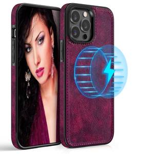 lot 14373 image: LOHASIC for iPhone 14 Pro Case Compatible with Magsafe, Classic Elegant PU Leather Non-Slip Grip Shockproof Bumper Full Body Protective Cover Girls Women Cases for iPhone 14 Pro 6.1 (2022) - Magenta