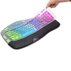 lot 14396 image: Keyboard Cover for Logitech K350 MK550 MK570 Wireless Wave Keyboard,Colorful Silicone Keyboard Protector Skin for Logitech K350 MK550 MK570 Ergonomic Keyboard Protective Accessories(Utra-Thin)