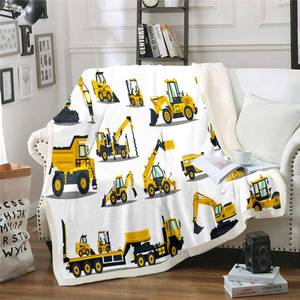 lot 14432 image: Feelyou Construction Site Fleece Throw Blanket Kids Toddler Excavator Truck Flannel Sherpa Blanket Soft Comfort Plush Blankets for Boys & Girls 50x60