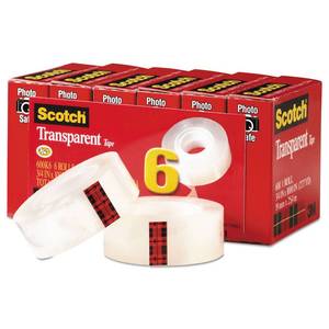 lot 14434 image: Scotch Transparent Tape, 34 in x 1000 in, 6 BoxesPack (600)