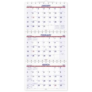 lot 14436 image: AT-A-GLANCE 2024 Wall Calendar, 12 x 26-12, Large, Three-Month, Move-A-Page (PMLF112824)