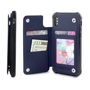 lot 14437 image: Gear Beast PU Leather Top View Wallet Case Fits iPhone XsX Includes Flip Folio Cover, with Three Card Slots Including Transparent ID Holder and Military Grade Protective Case