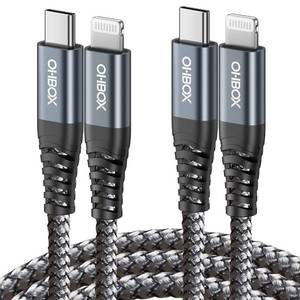 lot 14446 image: ohbox USB C to Lightning Cable 6FT 2Pack, MFi Certified USBC iPhone Fast Charger Cord Heavy Duty Type C iPhone Cable Compatible with iPhone 14 13 12 11 Pro Max Mini 8 Plus SE iPad and More
