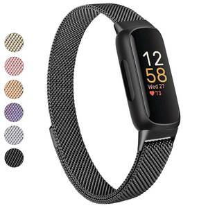 lot 14731 image: Vanjua for Fitbit Inspire 3 Bands Women Men, Stainless Steel Metal Mesh Loop Adjustable Magnetic Wristband Replacement Straps Compatible with Fitbit Inspire 3 Fitness Tracker (Black) - BAND ONLY