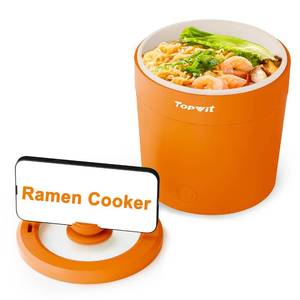 lot 14736 image: Topwit Ramen Cooker - Mini 1L Electric Pot for Noodles, Pasta, Steak, Egg with Over-Heating and Boil Dry Protection - Portable, Dorm Room Essentials, Orange