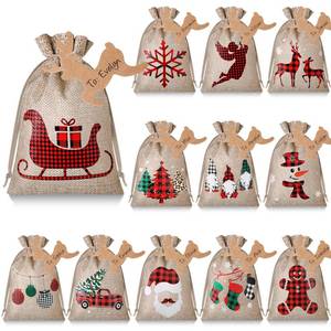 lot 71088 image: Shappy 24 Pieces Christmas Burlap Gift Bags Christmas Treat Bags with Drawstrings Small Christmas Gift Goody Bags for Xmas Holiday New Year Party Favors Supplies (10 x 8 Inch,Rustic Style)