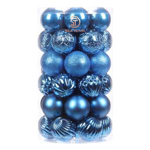 lot 71092 image: Sea Team Christmas Ball Ornaments with Strings, 60mm2.36-Inch Medium Size Baubles, Shatterproof Plastic Christmas Bulbs, Hanging Decorations for Xmas Tree, Wedding, Party, Princess Blue