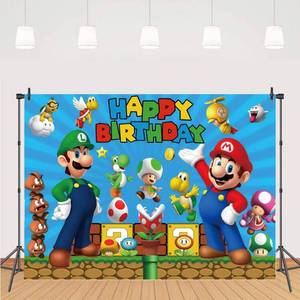 lot 14581 image: chaungda 7x5ft Super Mario Gold Coin Video Game Happy Birthday Theme Photography Backdrops Children Boys Birthday Party Photo Backgrounds
