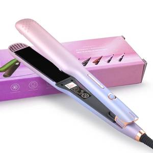 lot 14585 image: HUBAKO 1.57 Inch Wider Professional Hair Straightener Flat Iron, 4 Temp Setting 2 in 1 Straightening Curling Iron Hair Types Flipping Curling Styling Universal Voltage Ceramic Flat Iron Business Trip