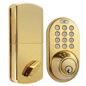 lot 14587 image: MiLocks DF-02P Keyless Entry Deadbolt Door Lock with Electronic Digital Keypad Entry, Polished Brass , Yellow