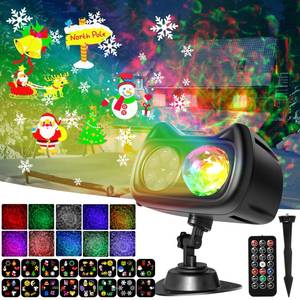 lot 14595 image: Christmas Projector Lights Outdoor, Remon 2-in-1 3D Ocean Wave LED Projector Lights Waterproof with 16 HD Slides(96 Patterns) Remote Timer 10 Colors for Xmas Halloween Valentine Holiday Indoor Decor&nbsp