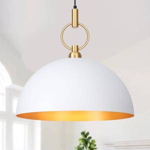 lot 14756 image: Corlaceling 19.6 inch Farmhouse Large White Pendant Light Fixture Industrial Dome Pendant Lighting for Kitchen Island Dining Room Hallway Entry Bedroom Bar - Retail $156.58