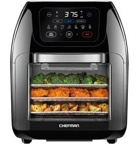 lot 14761 image: CHEFMAN Multifunctional Digital Air Fryer Rotisserie, Dehydrator, Convection Oven, 17 Touch Screen Presets Fry, Roast, Dehydrate, Bake, XL 10L Family Size, Auto Shutoff, Large Easy-View Window, Black