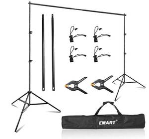 lot 14762 image: EMART Photography Backdrop Stand, 8 x 8 ft Adjustable Photo Background Holder, Back Drop Banner Stand Support System Kit for Photoshoot Video Studio, Birthday Party