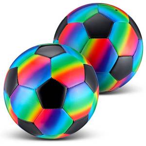 lot 14771 image: Retisee 2 Pcs Rainbow Soccer Ball Official Size with Pump Machine Stitched Indoor Outdoor Sport Inflatable Soccer for Child Teen Adult Back to School Gift(Size 4)