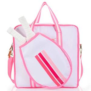 lot 15042 image: Premium Pickleball Bag, Pink Pickleball Paddle Shoulder Bag for Women, Large Pickleball Tote Bag with Zipper & Adjustable Shoulder Strap Holds Pickleball Paddles Sports Equipment for Amateurs and Pros