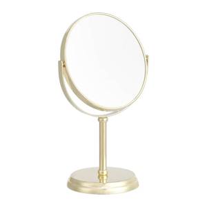 lot 15053 image: Amazon Basics Tabletop Mount Vanity Round Mirror, 1X5X Magnification, Iron, 7.2L x 4.92W, Gold