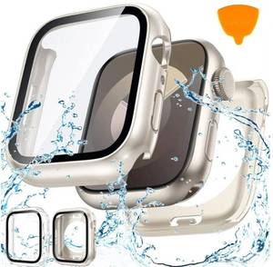 lot 15110 image: 2-Pack Goton Waterproof Apple Watch Case for Series 9 8 7 Screen Protector 45mm, 360 Protective Glass Face Cover  Back Bumper for iWatch Accessories 45 mm