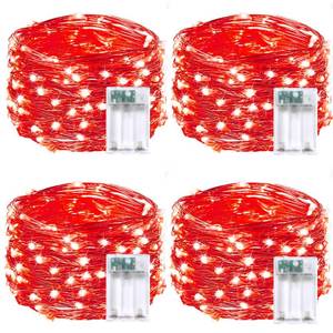 lot 15113 image: 4-Pack 50 LED Fairy Lights Battery Operated with Timer, 16FT Waterproof Starry String Lights Outdoor Indoor Mini Twinkle Lights for Bedroom Home Wedding Birthday Halloween Parties Centerpiece (Red)