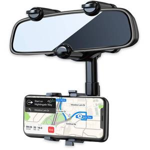 lot 15114 image: PKYAA Rearview Mirror Phone Holder for Car, 360° Rotating Rear View Mount with Adjustable Arm Length, Multifunctional and GPS Universal Car All Smartphones