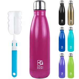lot 71049 image: BOGI 17oz Insulated Water Bottle Double Wall Vacuum Stainless Steel Water Bottles, Leak Proof Metal Sports Water Bottle Keeps Drink Hot and Cold - Perfect for Outdoor Sports Camping Biking (Hot Pink)