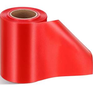 lot 71051 image: Outdoor Ribbon Poly Satin Ribbon Floral Craft Decoration Aspidistra Leaf Pattern Ribbon Easter Holiday Outdoor Decorating (Red, 4 Inch x 30 Yards)