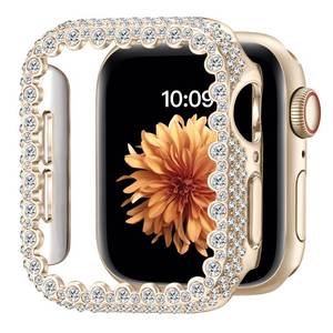 lot 71054 image: Bling Bumper Case Compatible with Apple Watch Series 654SESE2 40mm, Diamond Protective Face Cover for Women,Hard PC Frame for iWatch 40mm Champagne Gold