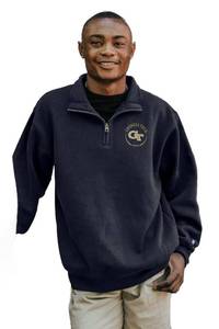 lot 71056 image: Blue 84 Standard NCAA Officially Licensed Quarter Zip Sweatshirt Left Chest Logo Team Color - Georgia Tech - Medium