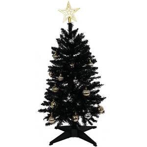 lot 71057 image: XmasExp Black Christmas Tree 3ft Artifical Full Christmas Tree with Warm LED Lights 8 Lighting Modes and Christmas Ball Onaments Xmas Tree for Holiday Decor
