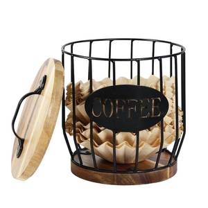 lot 71063 image: QUALLON Coffee Pod Holder, Large Capacity Coffee Basket Kcup Storage, Wooden Base Coffee Filter Holder Decor for Kitchen Countertop Coffee Bar for Pods & Capsules (Acacia coffee filter holder)