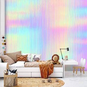 lot 14274 image: Modern Wallpaper Murals 3D Seamless Trendy Iridescent Rainbow Corrugated Ribbed Glass Texture Peel and Stick Removable Self-Adhesive PVC Wall Stickers for Nursery Kids Bedroom TV Wall Decor - Retail $86.37