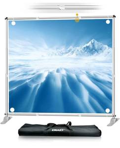 lot 14279 image: EMART Banner Stand, 8x8 ft Heavy Duty Adjustable Step and Repeat Backdrop Stand Kit for Photography, Trade Show, Photo Booth - Silver