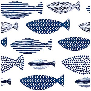 lot 14551 image: HAOKHOME 96040-1 Peel and Stick Wallpaper Abstract Underwater World Fish Trellis Indigo Blue Removable contactpaper for Home Bathroom Decorations 17.7in x 118in