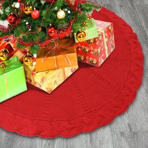lot 14556 image: Aqratesez Small Christmas Tree Skirt 24 Inch Red Knited Tree Skirt Decorate Christams Tree Rustic Knit Xmas Tree Skirt for Christmas Home Party Decor,Fall Winter Farmhouse Decorationa