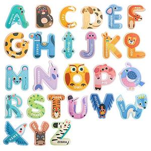 lot 14557 image: USATDD Jumbo Magnetic Letters Colorful ABC Alphabet Animal Shape Toys Large Uppercase Refrigerator Fridge Magnets Preschool Educational Toy Set Learning Spelling Game for 3 4 5 Year Old Toddler Kids