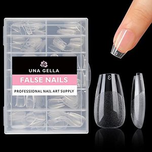 lot 14558 image: UNA GELLA Short Coffin Fake Nail Short Coffin Press on Nails Pre-shape Short Coffin Gel Nail Tips for Full Cover Acrylic Nails False Nails For Nail Extension Home DIY Salon 12 Sizes Gelly Tips