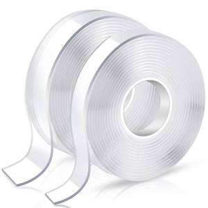 lot 14559 image: KUSUFEFI Double Sided Adhesive tape Heavy Duty, Double Stick Mounting (2 Rolls), Clear Two Sided Wall tape Strips, Removable Poster tape for Home, Office, Car, Outdoor Use