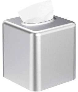 lot 14570 image: Livelab Tissue Box Cover, Square Metal Tissue Box Holder Modern Decor Facial Napkin Holder Tissue Box Dispenser for Bathroom Vanity Countertop, Living Room, Bedroom, Office - Silver