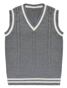 lot 14601 image: Gihuo Womens V Neck Trendy Sweater Vest Cable Knit Sleeveless Sweater Preppy Style Pullover Sweater Vest (LightGrey, Medium)