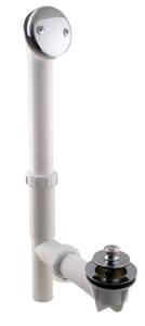 lot 14607 image: Westbrass Y594244CP White Tubular Twist & Close Bath Waste and Overflow Assembly, Polished Chrome