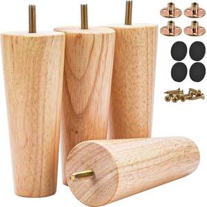 lot 14608 image: Btowin 4 inch Solid Wood Furniture Legs, 4Pcs Mid-Century Modern Wooden Replacement Feet with Threaded 516 Hanger Bolts & Mounting Plate & Screws for Sofa Couch Armchair Cabinet TV Stand