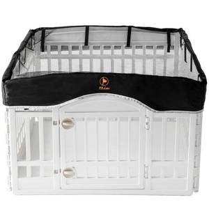 lot 14623 image: PJYuCien Dog Playpen Mesh Top Cover, Fits 36 Inch 4 Panels Regular Square Plastic Exercise Pet Pen, Telescopic Buckles Connections, Black (Note Cover Only, Playpen Not Included )