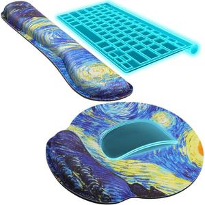 lot 15118 image: KTRIO Ergonomic Mouse Pad with Wrist Support, Comfortable Keyboard Wrist Rest, Memory Foam Wrist Pad for Keyboard, Mouse Pad Sets for Easy Typing & Pain Relief for Computer, Office Home, Starry Night