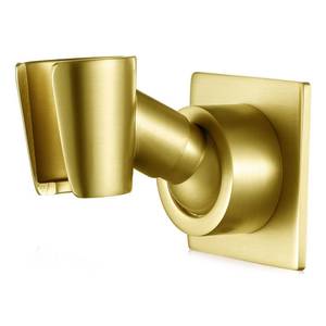 lot 71035 image: Shower Head Holder Handheld Shower Wand Holder Adjustable Shower Head Bracket Shower Wall Mount Holder, Brushed BrassGold Finish, Drill Free Glue Installation