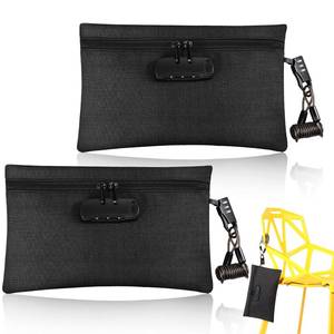 lot 71039 image: Sanwuta 2 Pack Money Bag with Lock Small Locking Bag for Beach Locking Money Bag Cash Wallet for Christmas Party Gifts, 6.7 x 11 Inch(Black)