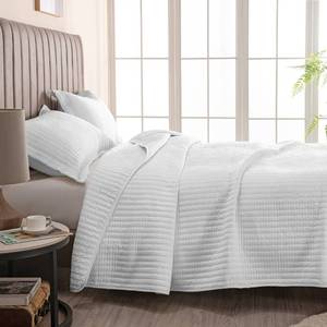 lot 71043 image: Great Bay Home TwinTwin XL Quilt Bedding Set, 2-Piece Lightweight Summer Channel Stitch Quilt Set with Shams, Ultra Soft White Bedspreads, Quilted Bedding Coverlets for All Seasons