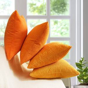 lot 71464 image: MEKAJUS Pack of 4 Pillow Covers 18x18 Orange Decorative Throw Pillow Covers Soft Corduroy Solid Pillow Covers Modern Decor Square Cushion Covers for Couch Sofa Bedroom Car Living Room (Orange)