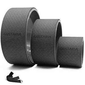 lot 14626 image: GUSTARIA Sports Yoga Wheel Set, Yoga Wheel Roller for Back Pain, Stretching, Improving Yoga Poses & Backbend, with Extra Guide & Free Yoga Strap, Purple&Black, 3 Pack(13, 10 & 6) - GreyPurple